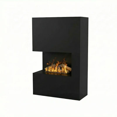 Glow Fire Tucholsky Eckkamin Rechts Schwarz - OMC 600 | Freistehender Wasserdampfkamin, Schwarz, 91 cm x 150 cm x 35 cm